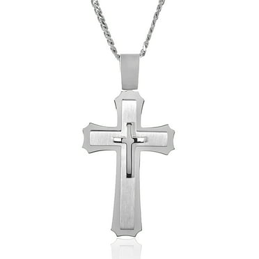 Details about   Men's Stainless Steel Jesus Blue Cross Pendant Smooth Box Link Necklace Cool 11G